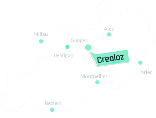 Carte de Hérault et Gard, localisation de Crealoz