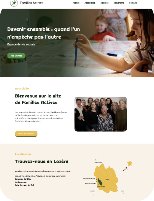a présentation de site de Familles Actives