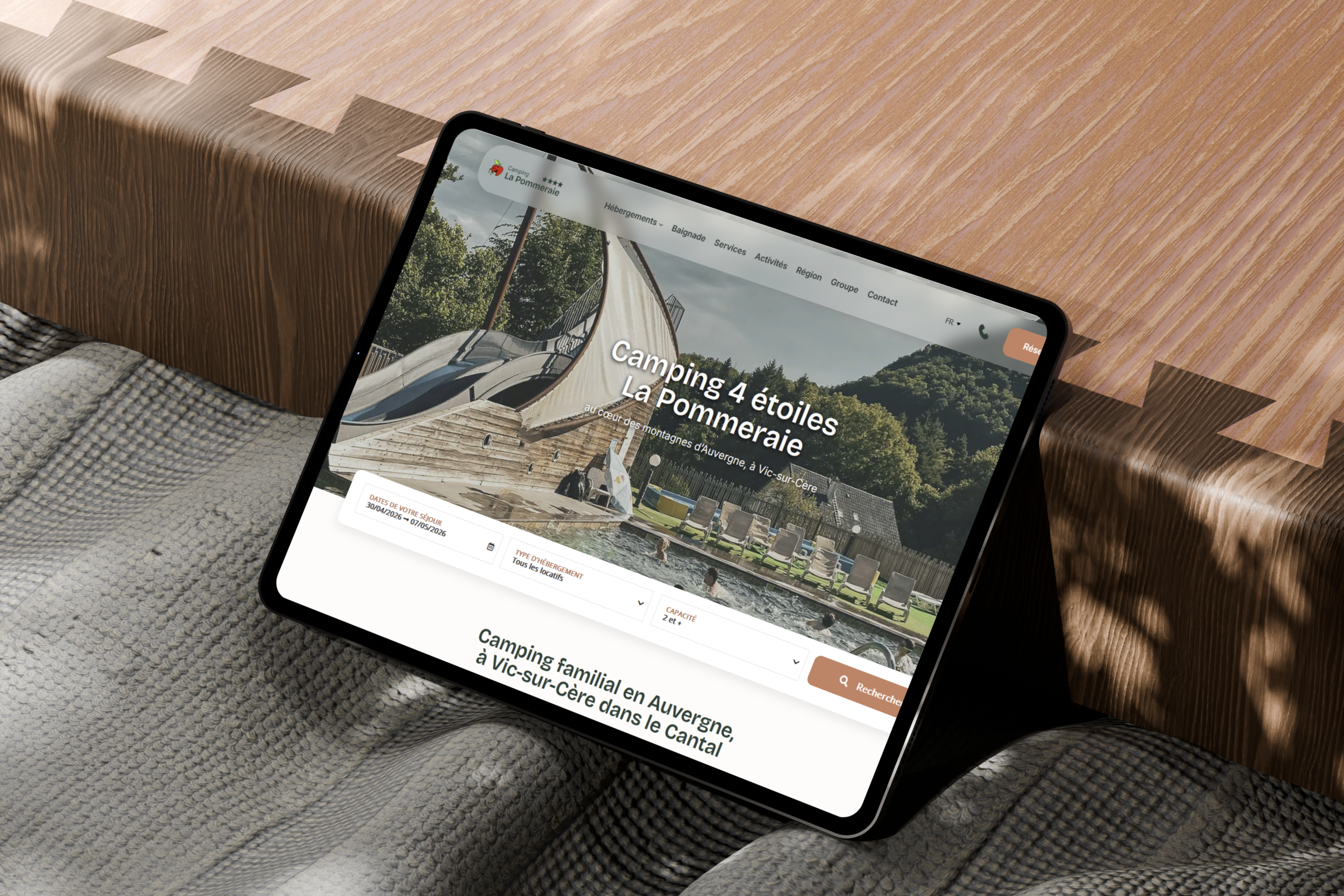 Le mock up de du site du camping La Pommeraie